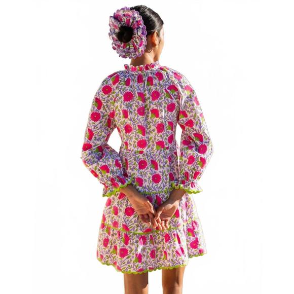 NEW PINK CITY PRINTS luna mini dress in neon camelia - Picture 2 of 5